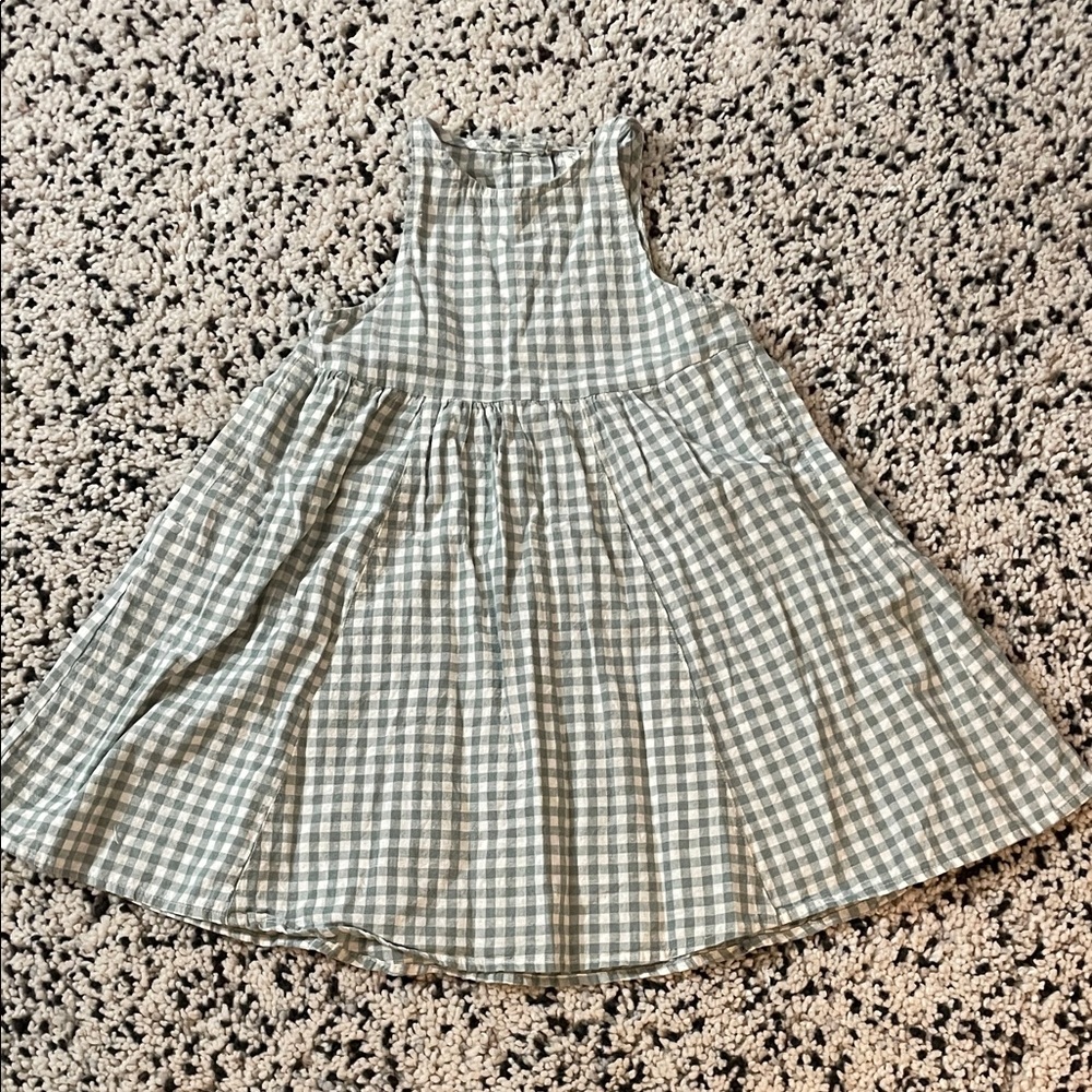 Rylee + Cru Gray Checkered Kids Dress